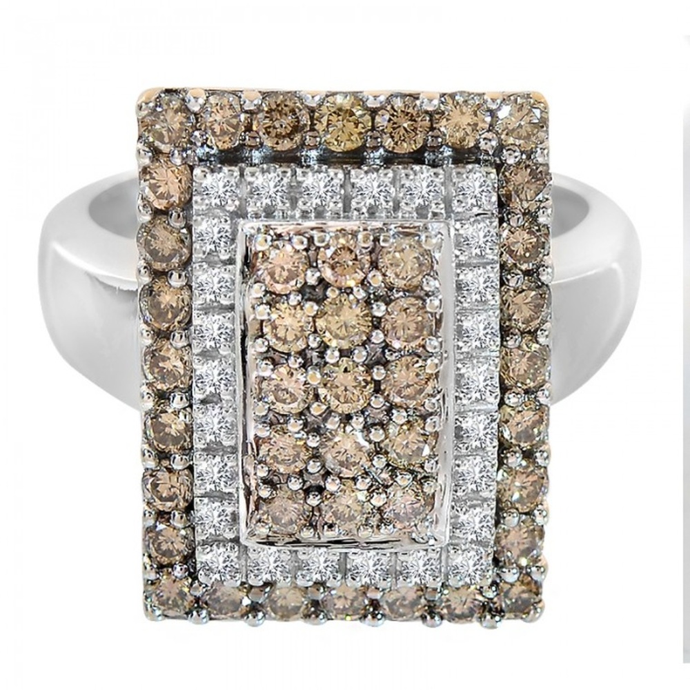 1.50 Carat Fancy Cognac & White Diamond Ring 14K